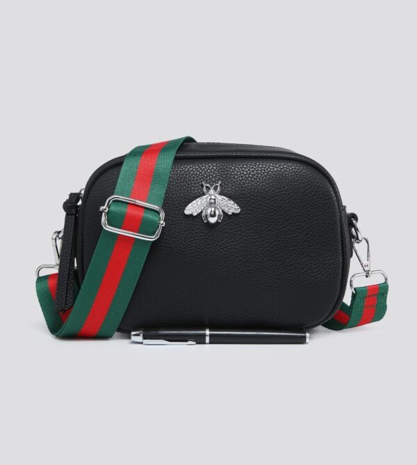Leather Look Crossbody Bag with Bee Logo # 3157