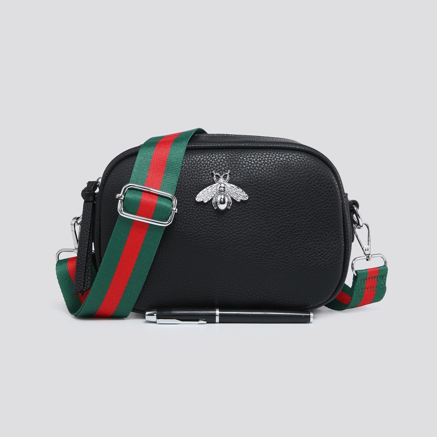 Leather Look Crossbody Bag with Bee Logo # 3157