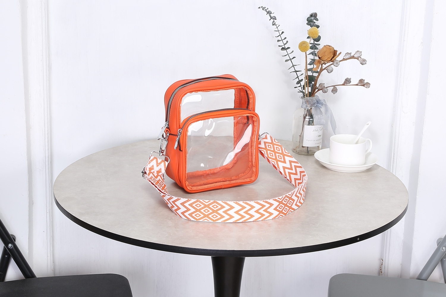 Transparent PVC Crossbody Bag with Guitar Strap # 3205