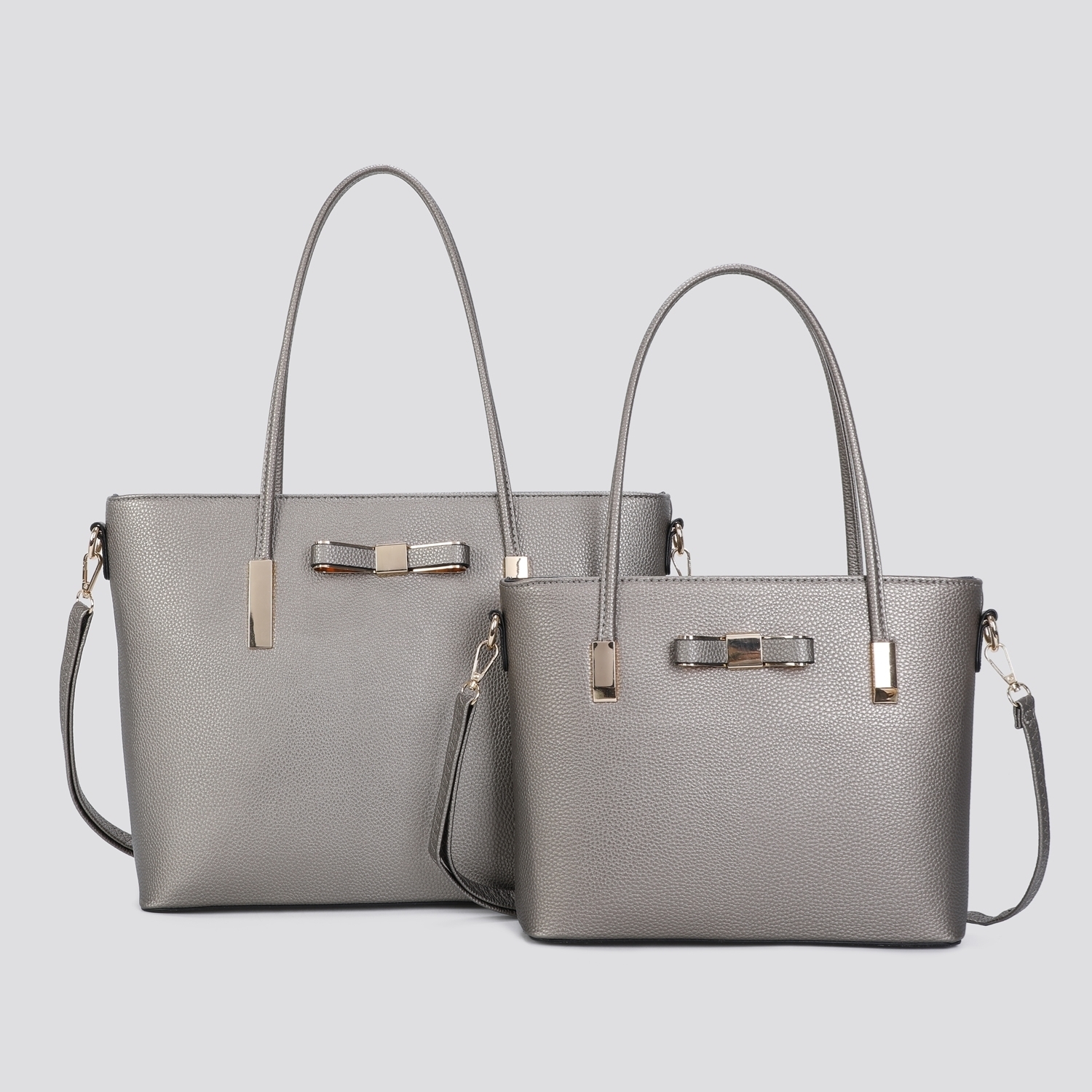 Leather Look Set of 2 Tote Bags # GS003Plain
