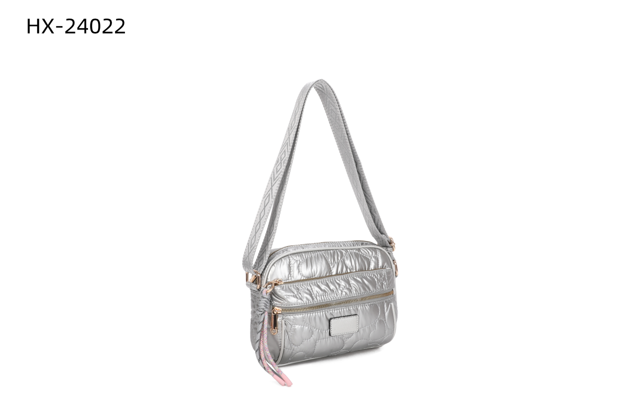 Quilted and Padded Polyamide Fabric Crossbody Bag # 24022
