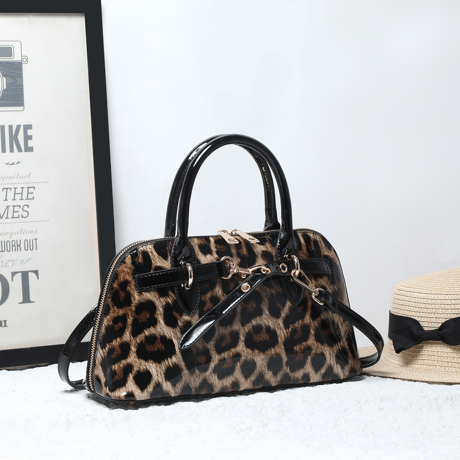 Leopard Print Patent Tote Bag # 25460