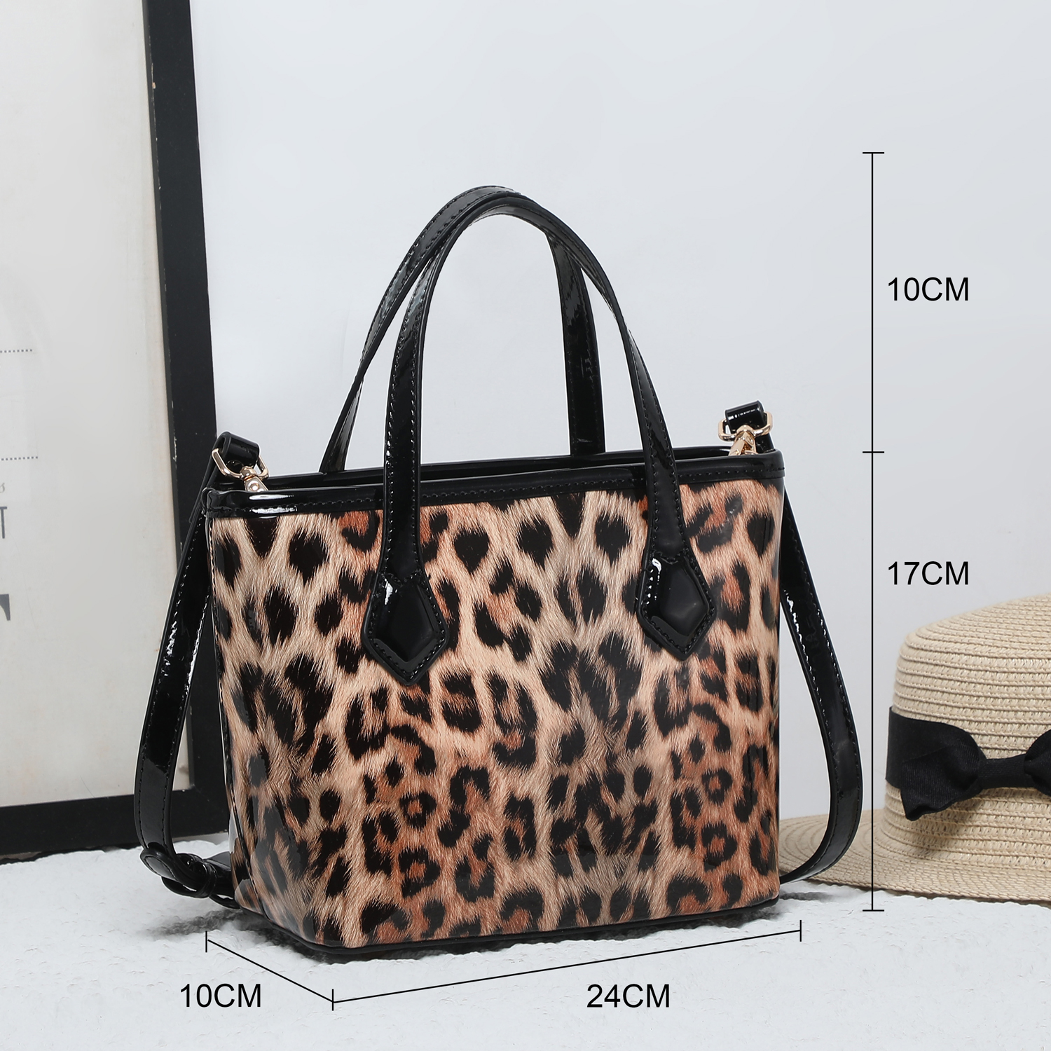 Leopard Print Patent Crossbody Bag # 25463