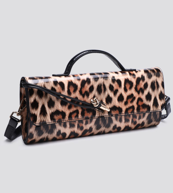 Leopard Print Patent Clutch Bag Crossbody Bag # 25462