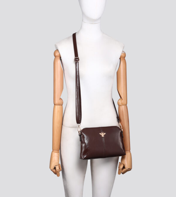 Faux Leather Crossbody Bag with Bee Logo # 26701