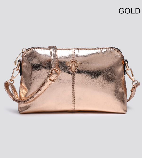 Faux Leather Crossbody Bag with Bee Logo # 26702