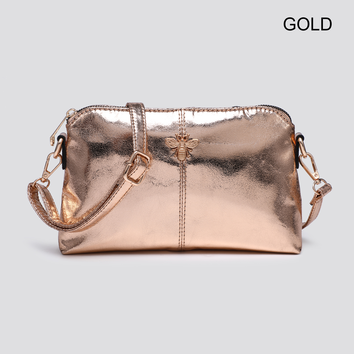 Faux Leather Crossbody Bag with Bee Logo # 26702