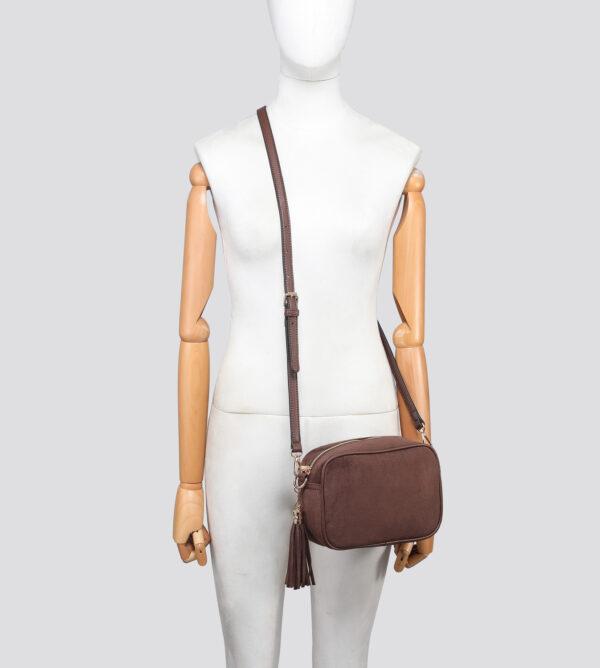 25450  Vegan Suede Crossbody Camera Bag