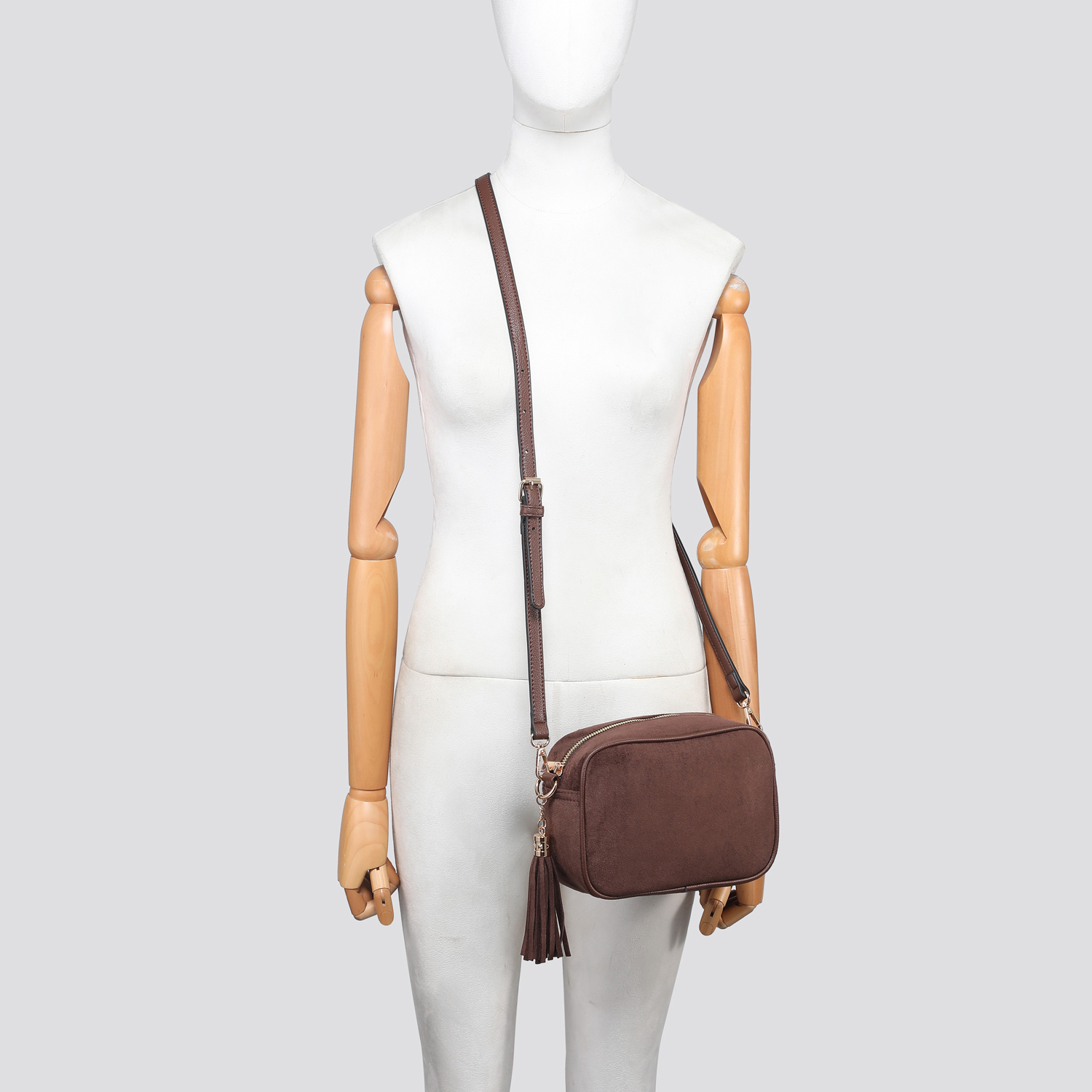 25450  Vegan Suede Crossbody Camera Bag