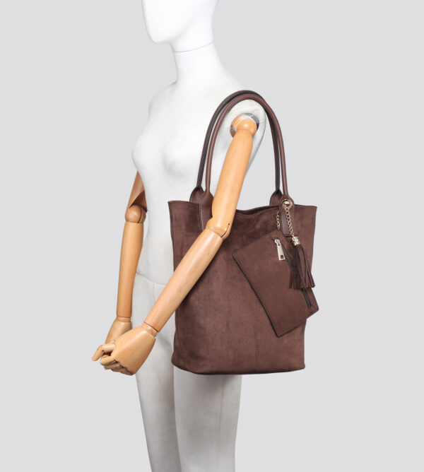 25454 Vegan Suede Tote Bag With a Matching Purse