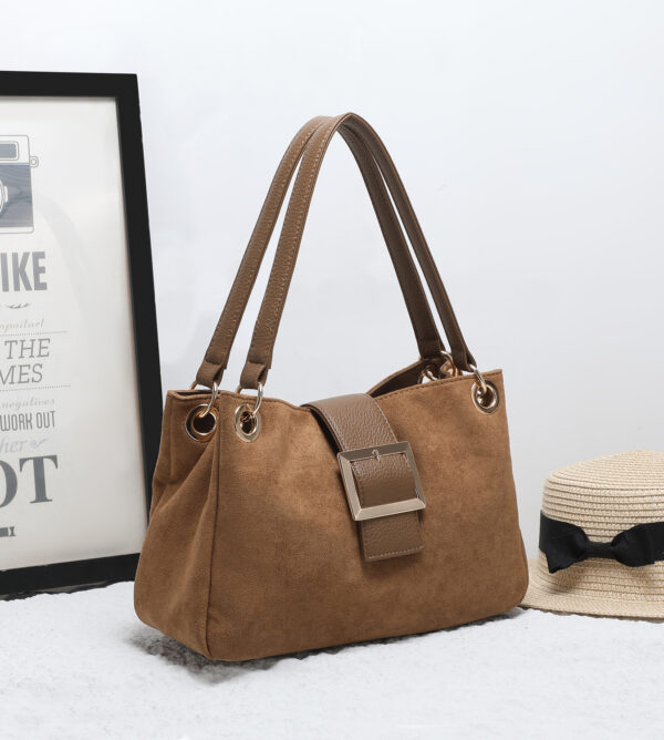 25457  Vegan Suede Shoulder Bag