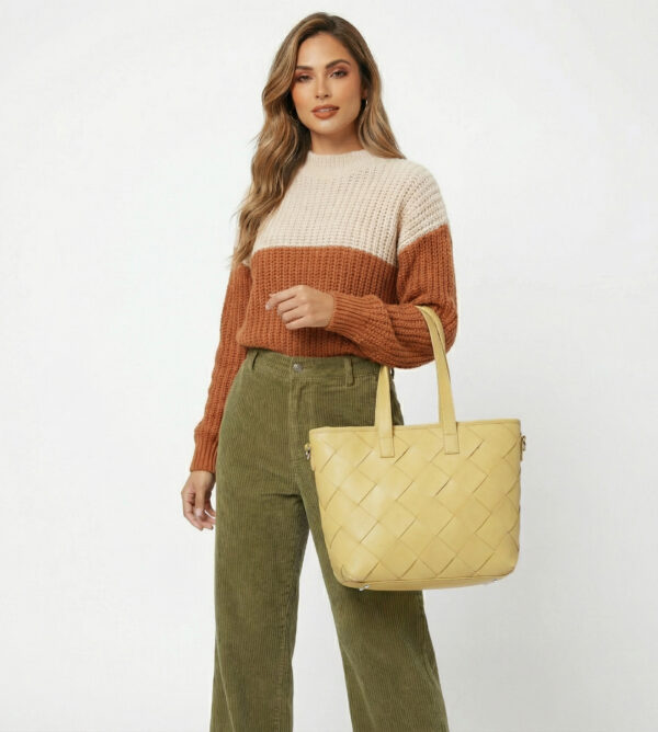 Woven Leather Look Tote Bag # 2453
