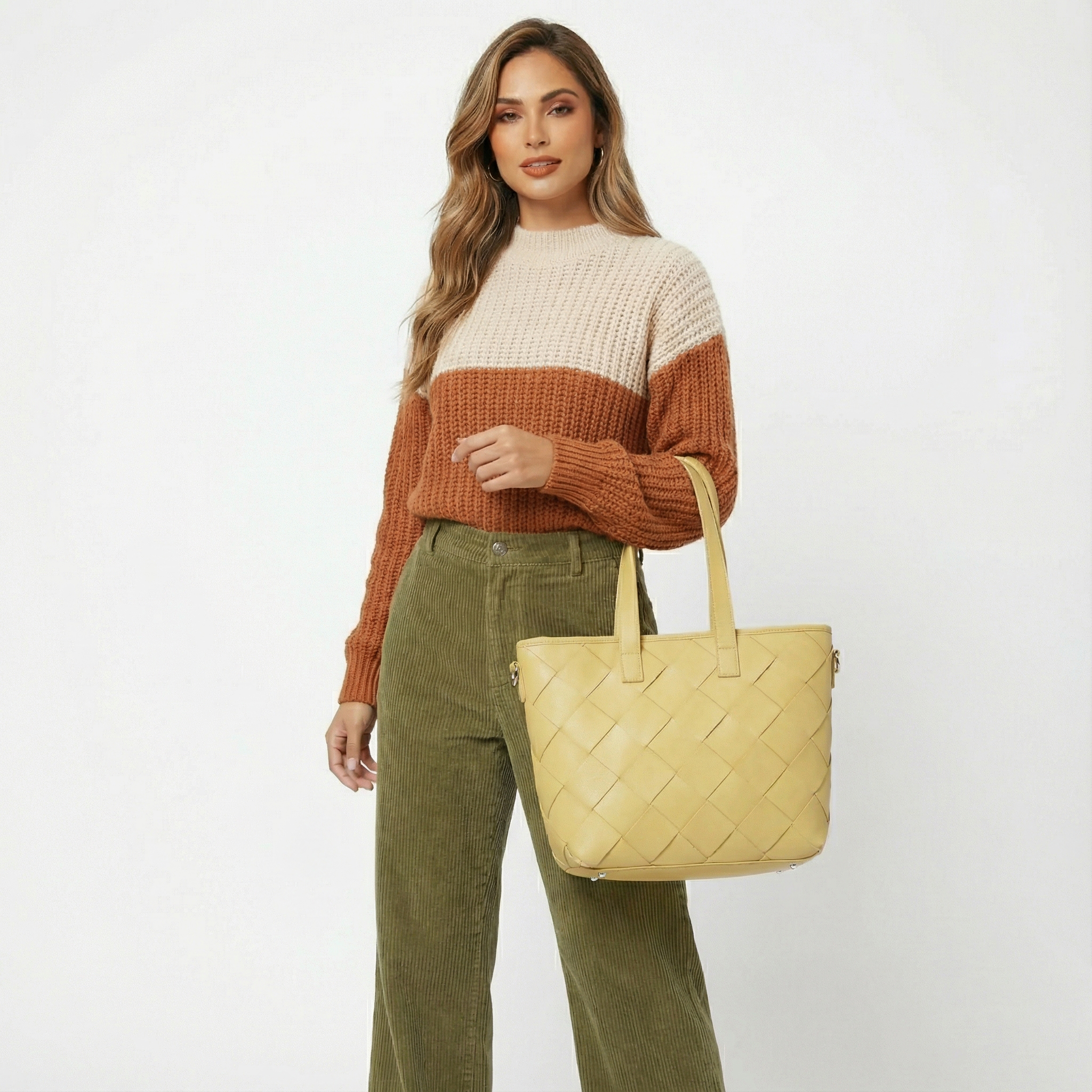 Woven Leather Look Tote Bag # 2453