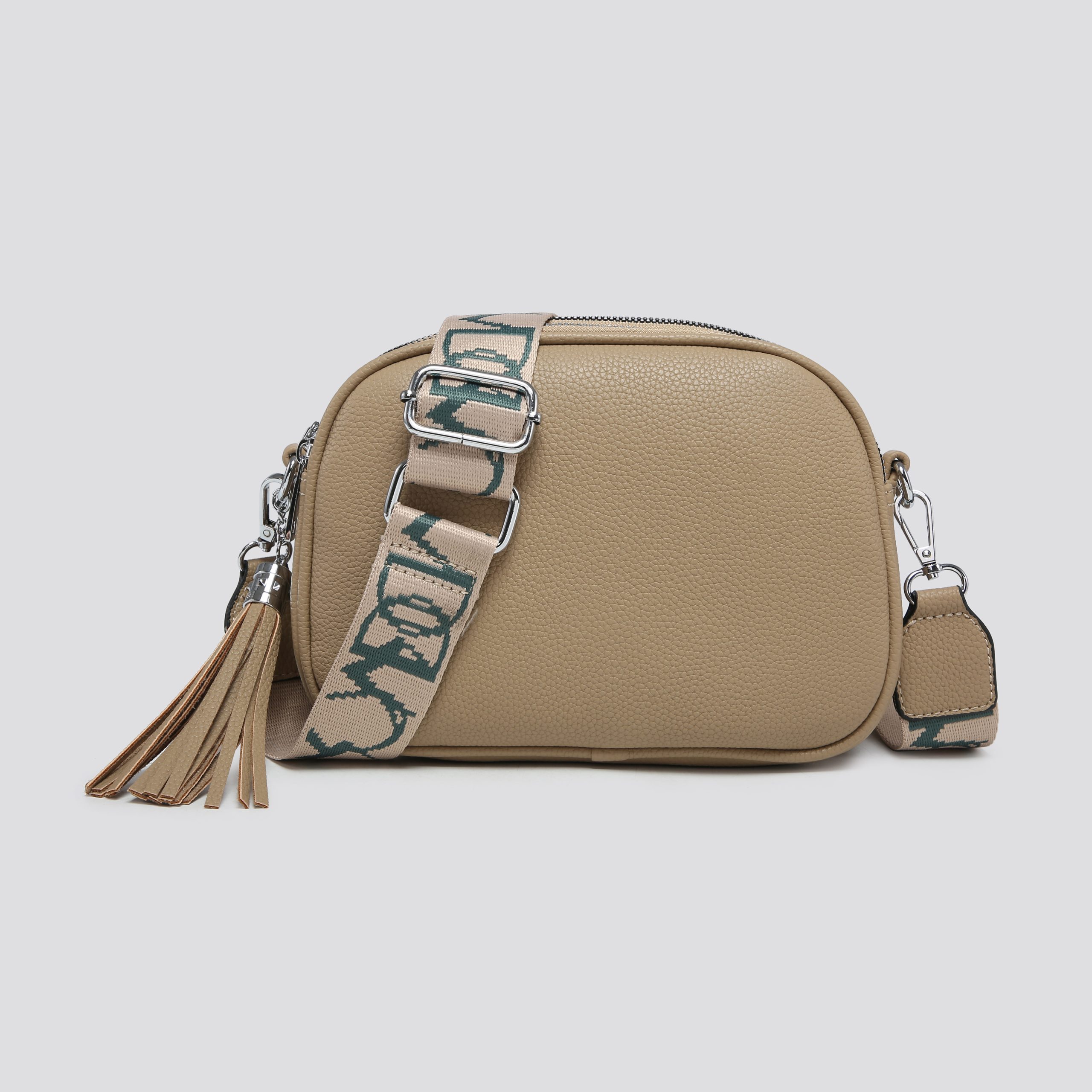 Triple Compartment Soft Leather Look Crossbody Bag # 3181
