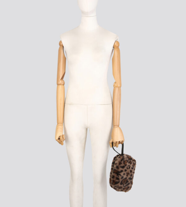 25420  Leopard Print Faux Fur Bag