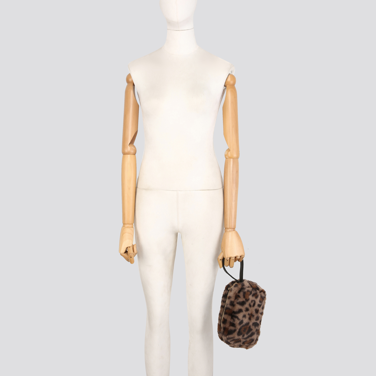 25420  Leopard Print Faux Fur Bag