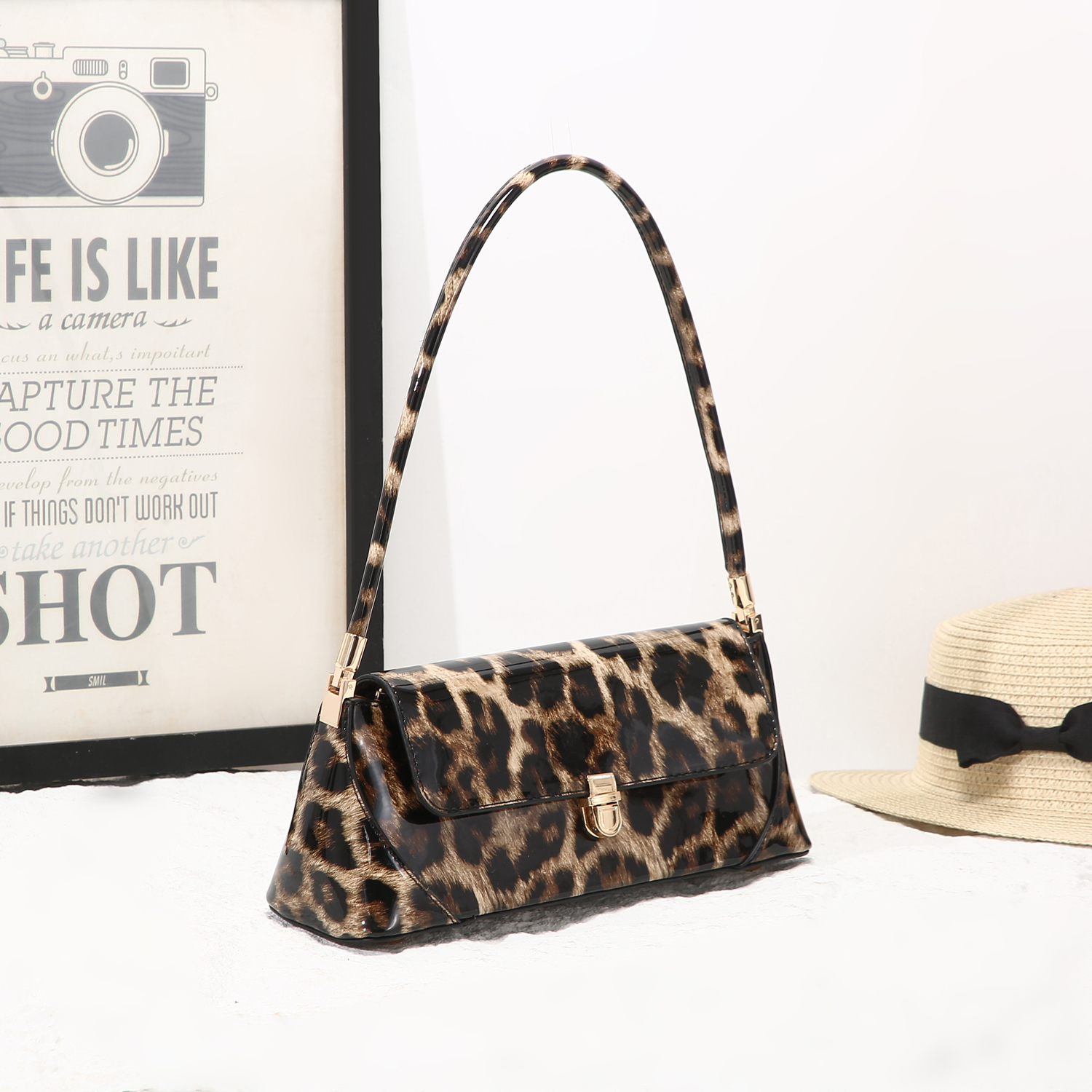 T-218 Leopard Print Top Handle Bag