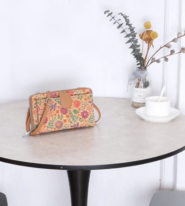 Cork Floral Print Crossbody Purse Bag # 3150