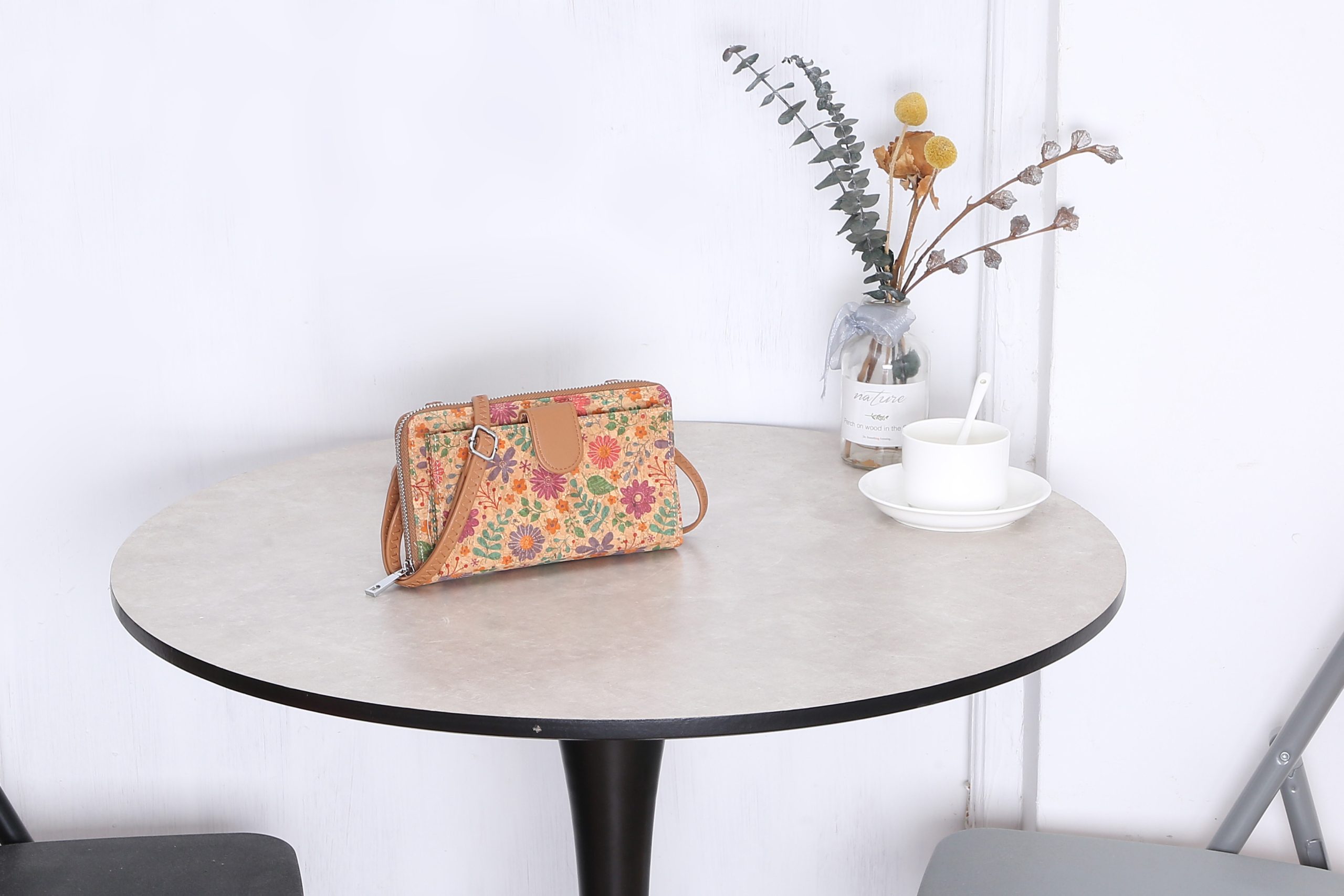 Cork Floral Print Crossbody Purse Bag # 3150