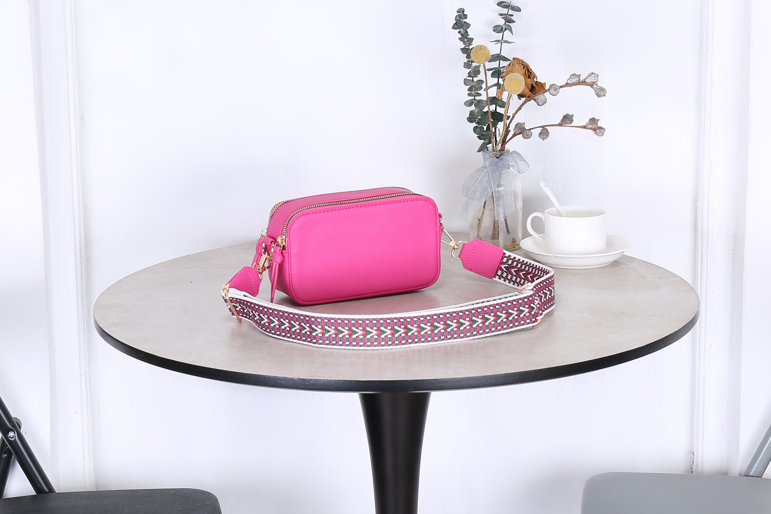 Leather Look Double Compartment Crossbody Bag # 3310